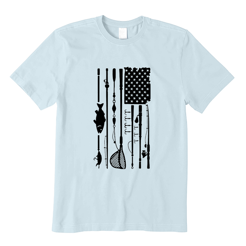 Patriotic American Flag Fishing Rod T-shirt