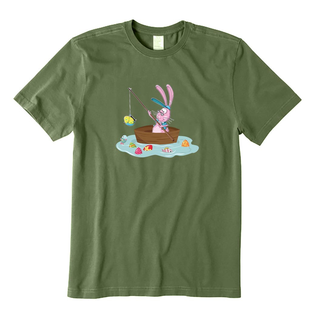 Easter Bunny Fishing Egg Hunting T-Shirt