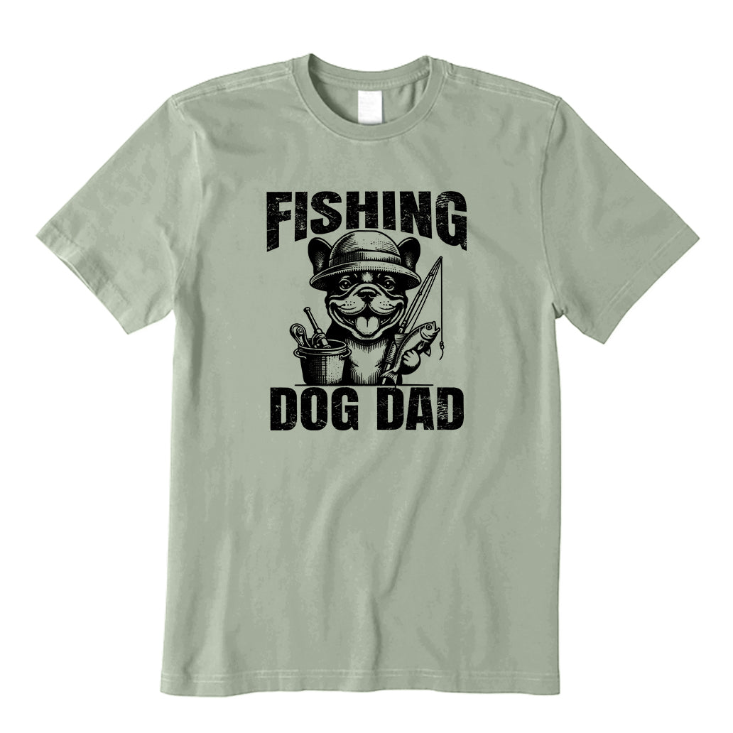 Fishing Bulldog Dog Dad T-Shirt