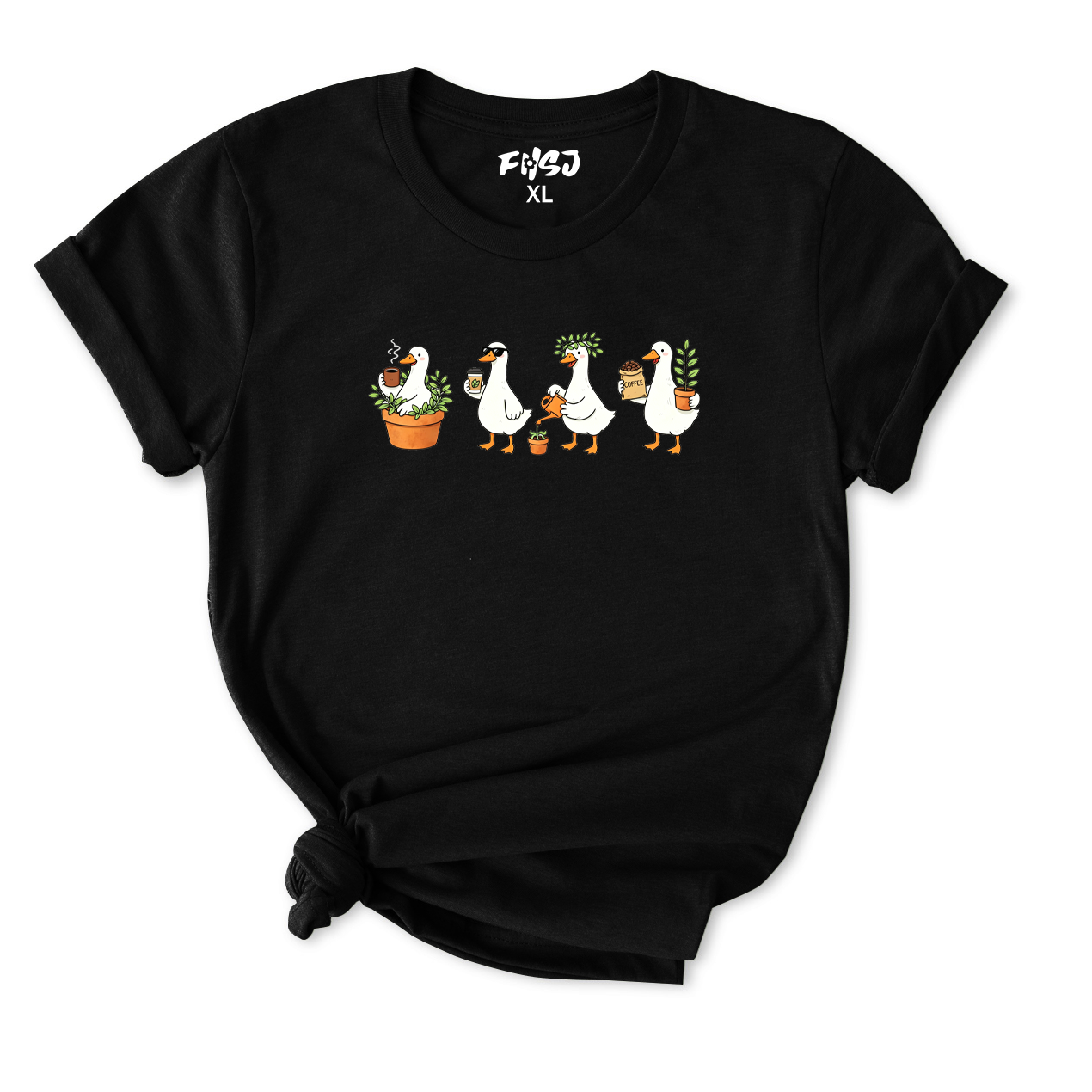 Coffee and Plant Lover Goose T-Shirt for Women
