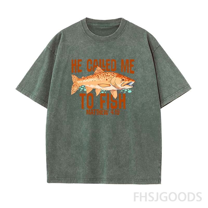 He Called Me to Fish Fishing Unisex Distressed T-Shirt