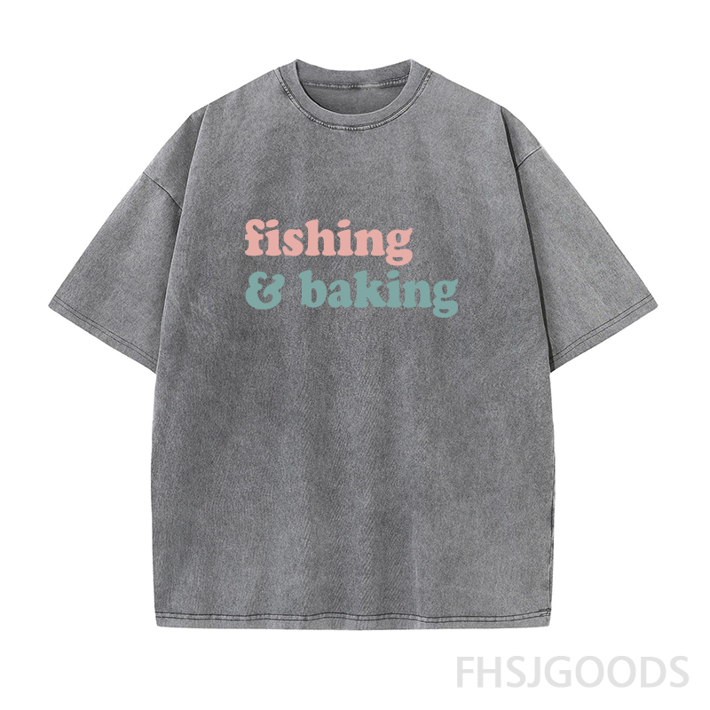 Fishing and Baking Unisex Distressed T-Shirt