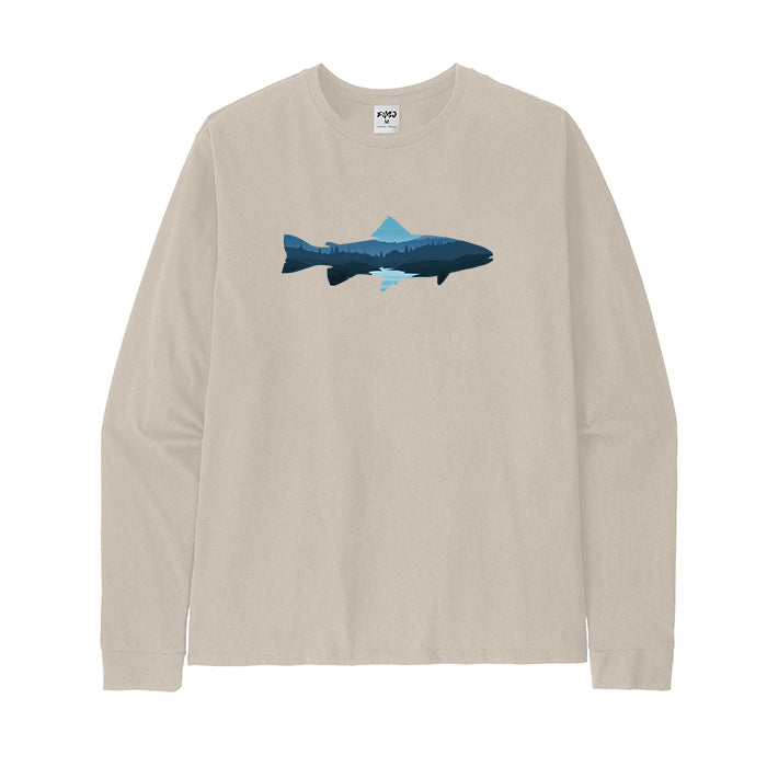 FISH LANDSCAPE MOUNTAIN AND LAKE Long Sleeve T-Shirt