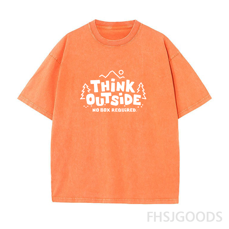 Think Outside No Box Required Hiking Unisex Distressed T-Shirt