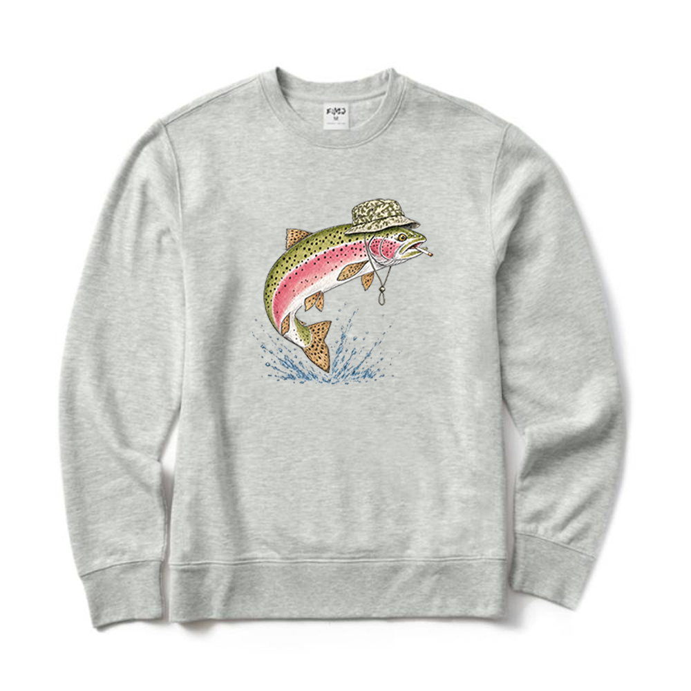 Rainbow Trout Smoking Cigarette Crewneck Sweatshirt