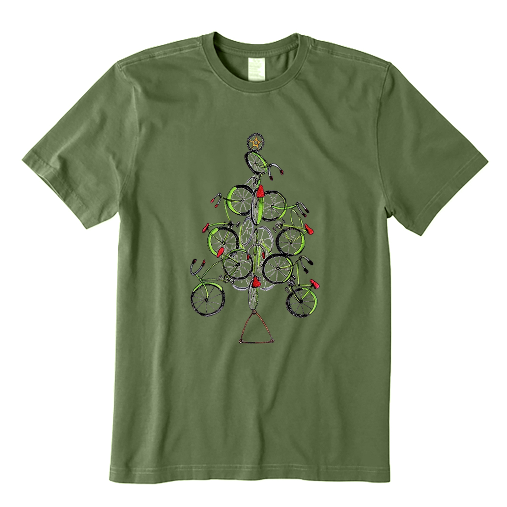 Bicycle Tree Christmas T-Shirt