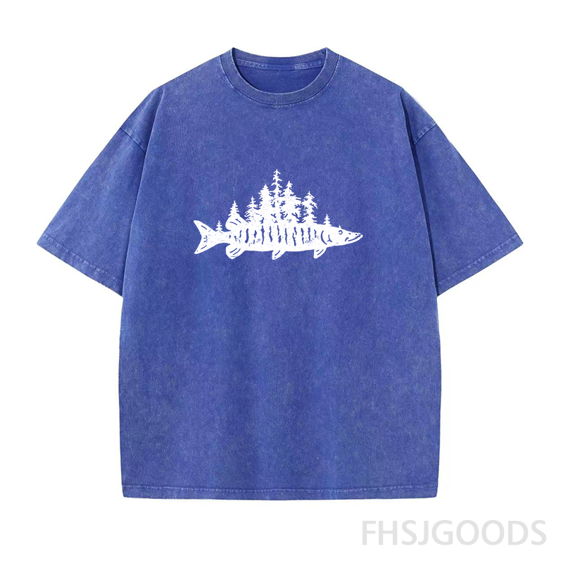 Fishing Forest Unisex Distressed T-Shirt