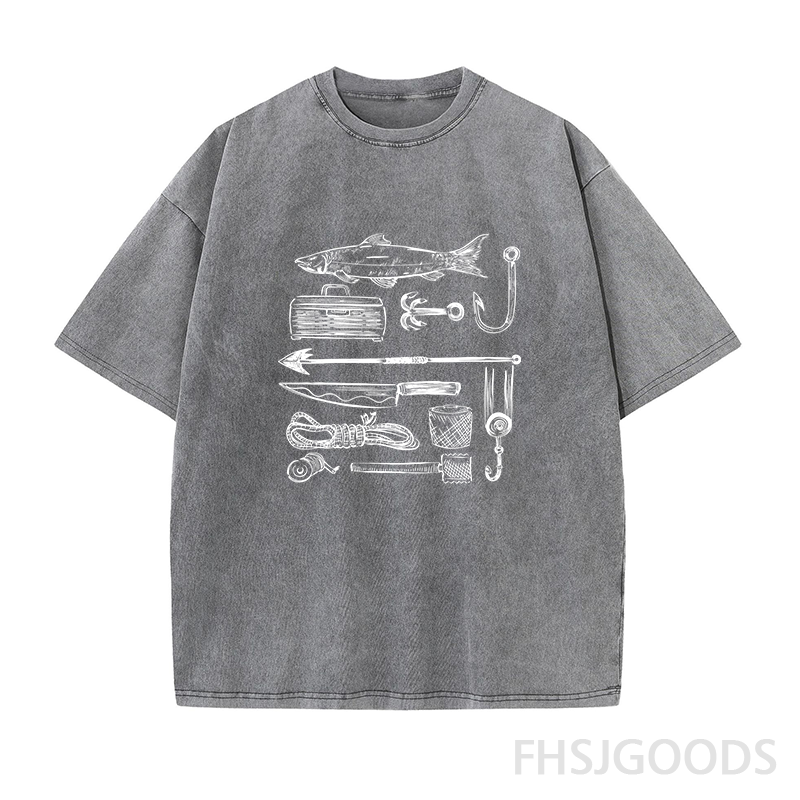 Vintage Style Fishing Unisex Distressed T-Shirt