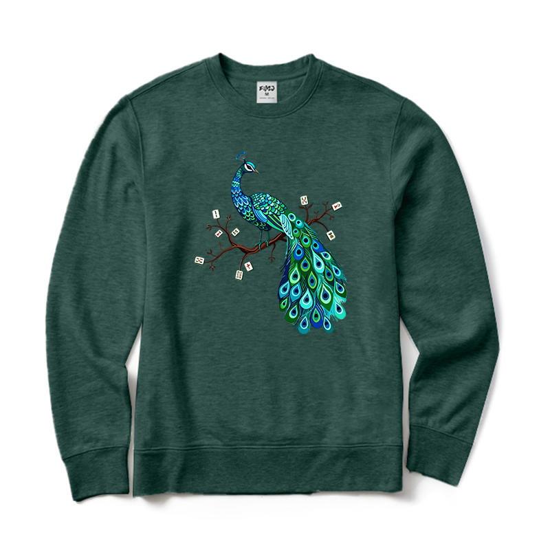 Mahjong Bird on Tile Branch Crewneck Sweatshirt