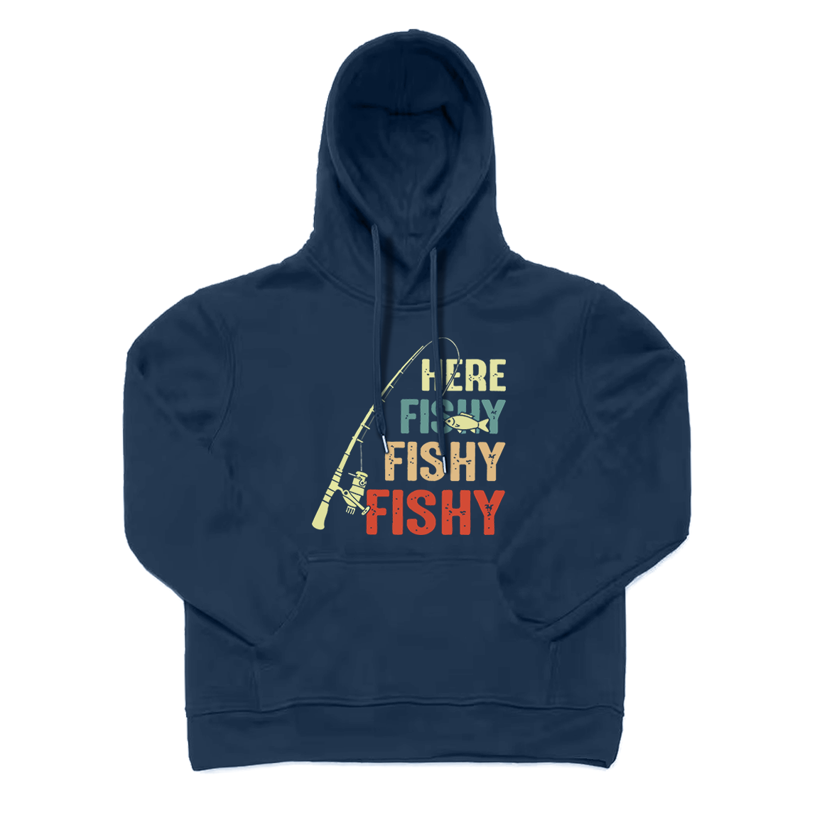 Vintage Fishing Rod Here Fishy Fishy Hoodie