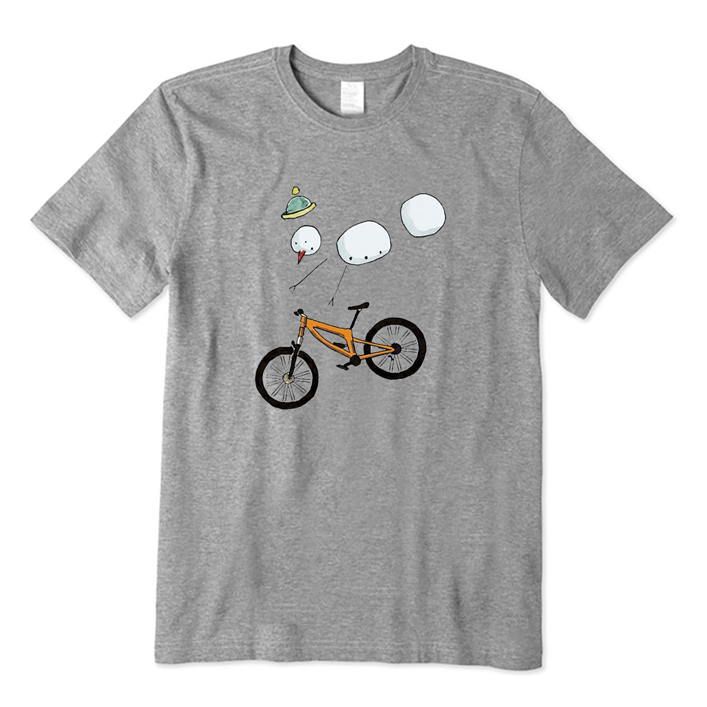 Snowman Mountain Bike Christmas T-Shirt