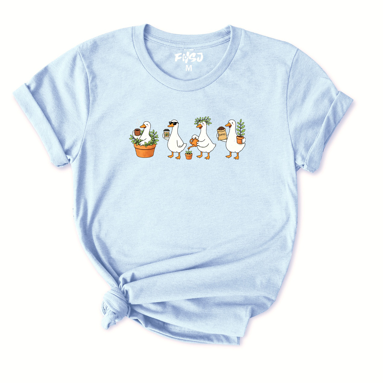 Coffee and Plant Lover Goose T-Shirt for Women