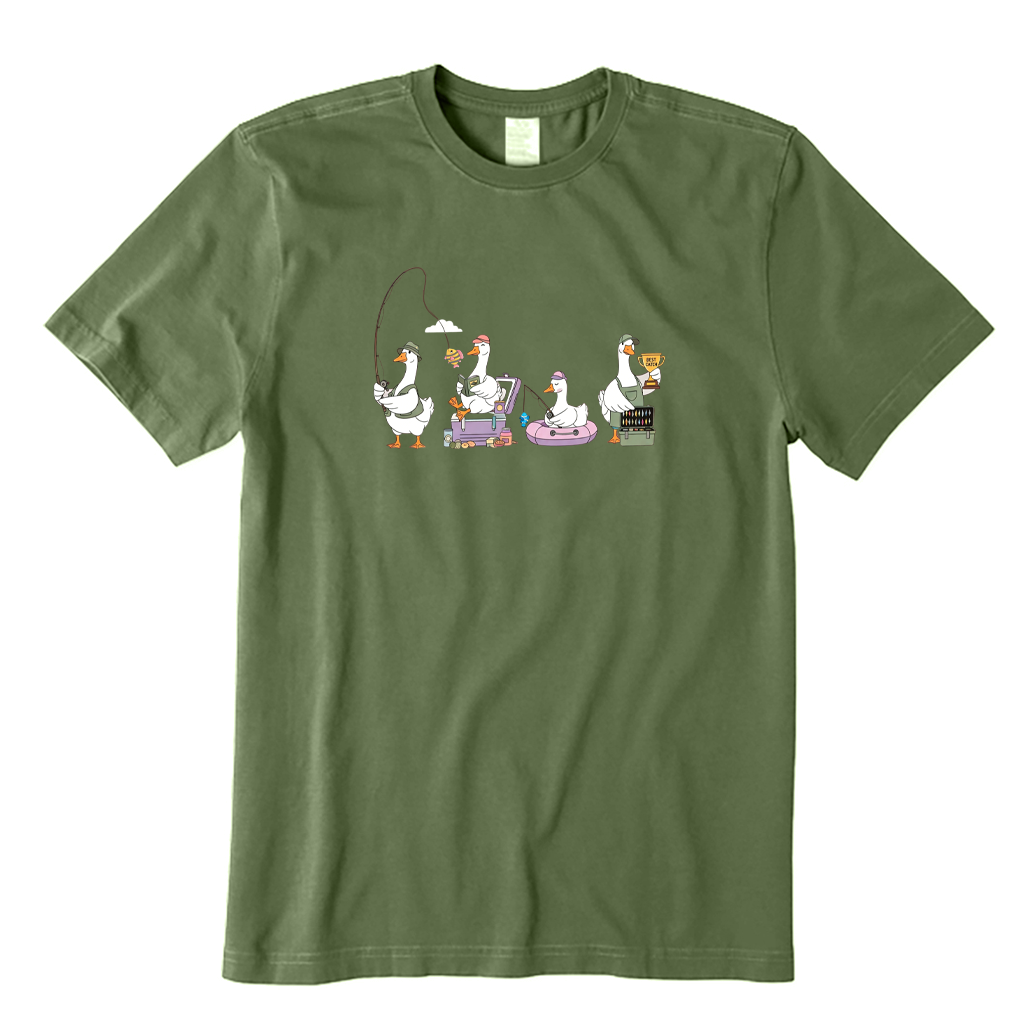 Funny Fishing Goose T-shirt