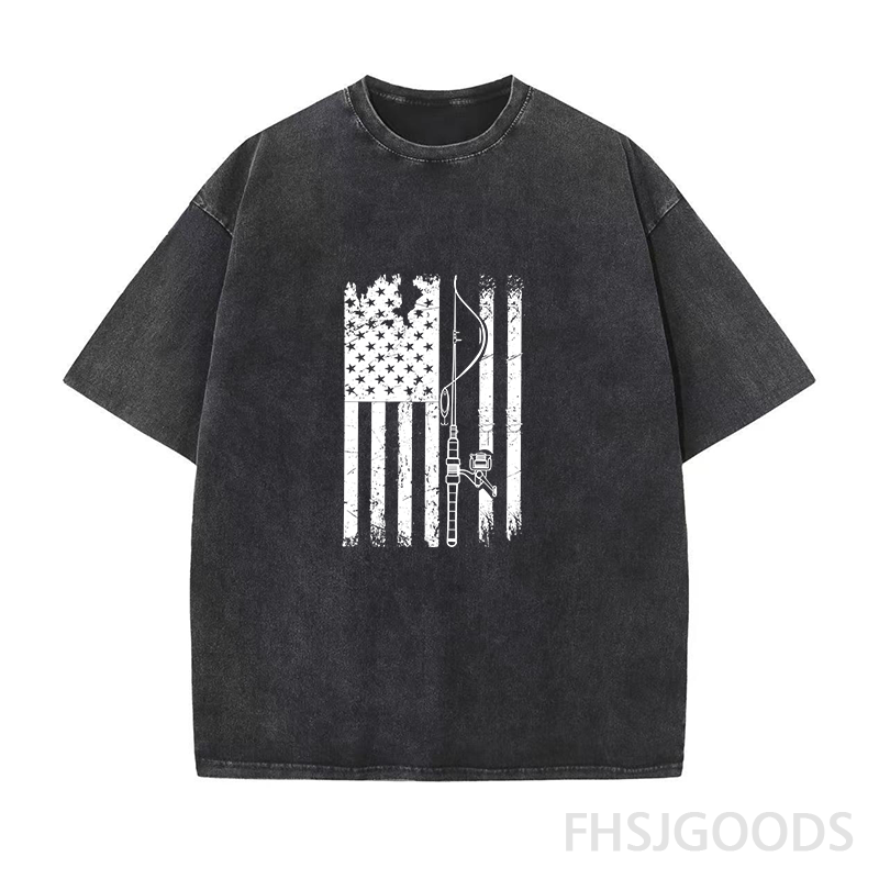 USA Fishing Flag Unisex Distressed T-Shirt
