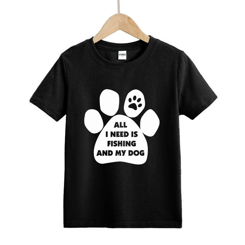 ALL I NEED IS FISHING AND MY DOG Kids T-Shirt