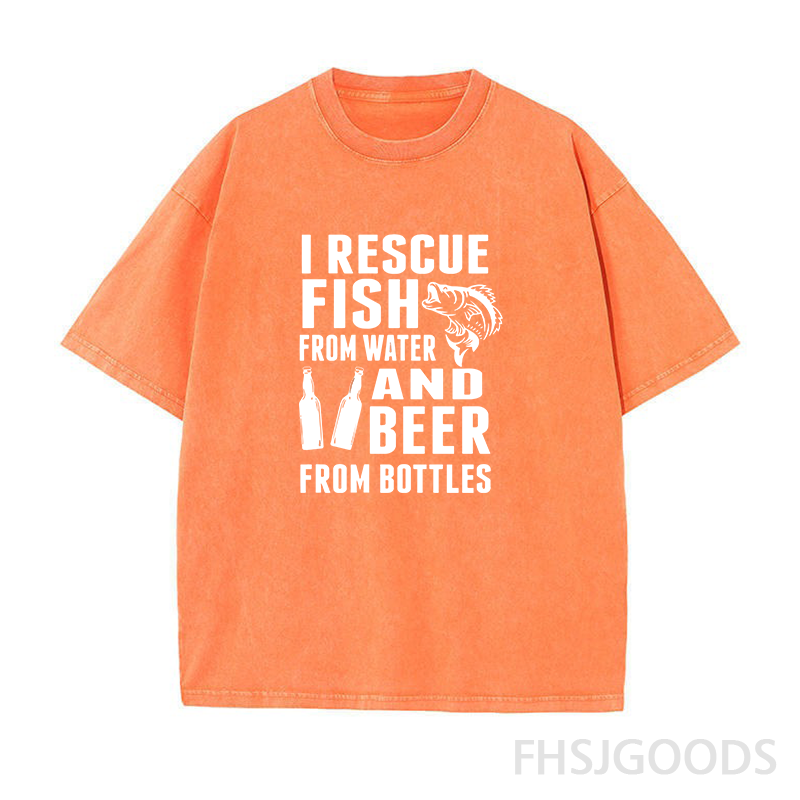 I Rescue Fish From Water and Beer From Bottles Unisex Distressed T-Shirt