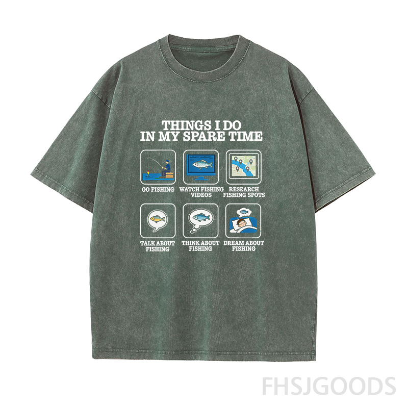 Things I Do in My Spare Time Funny Fishing Lover Unisex Distressed T-Shirt