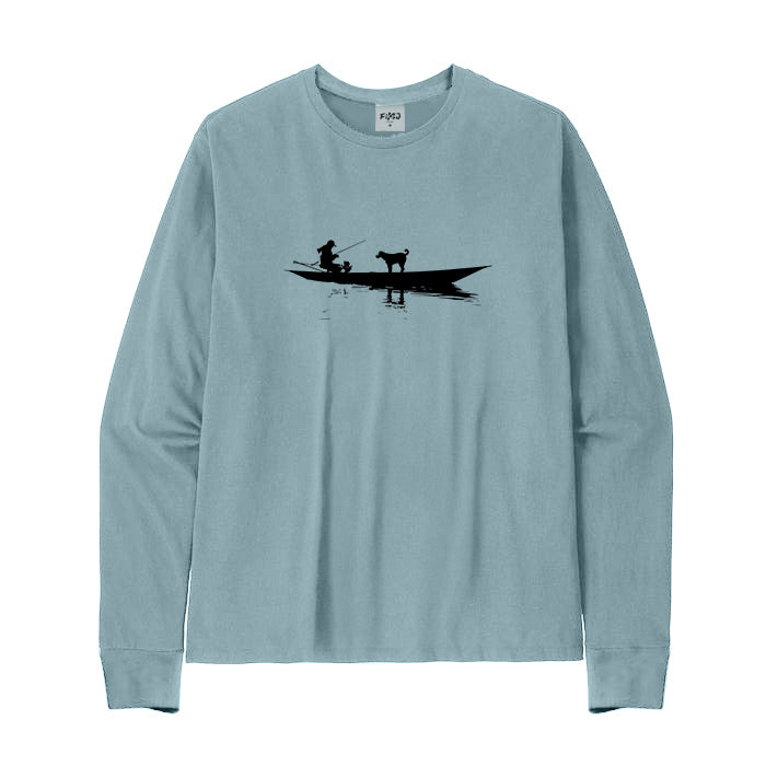 Go Fishing with My Pet Dog Long Sleeve T-Shirt