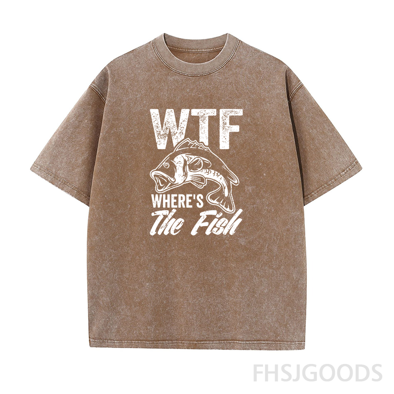 Wtf Wheres The Fish Unisex Distressed T-Shirt