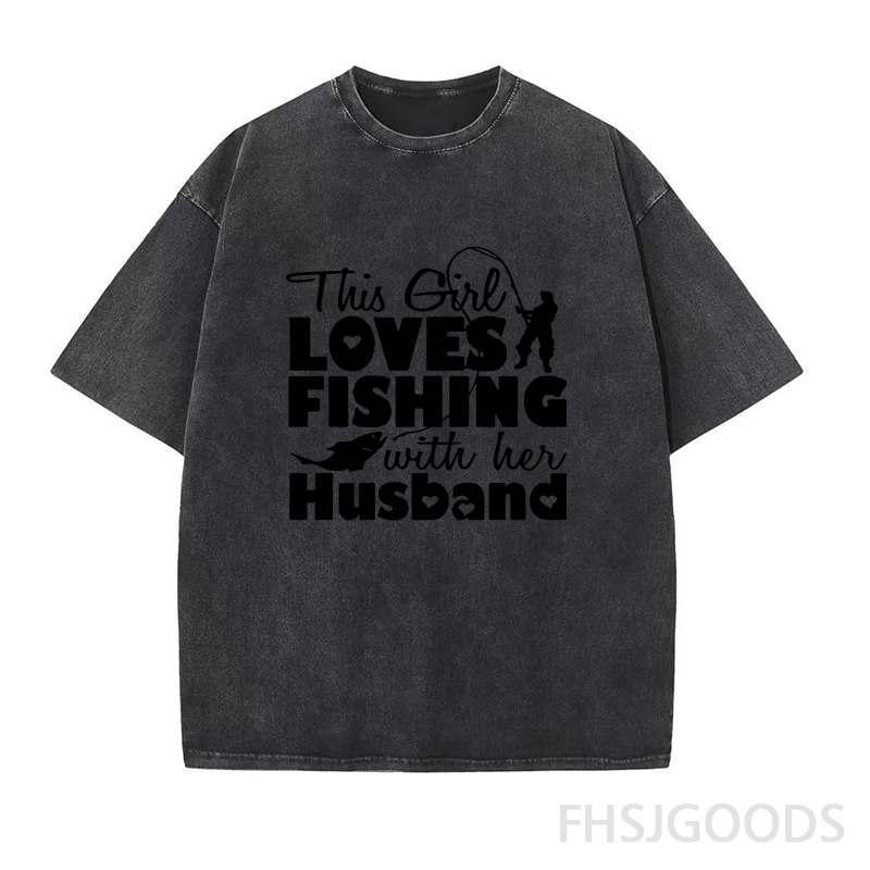 This Girl Love Fishing with Husband Unisex Distressed T-Shirt