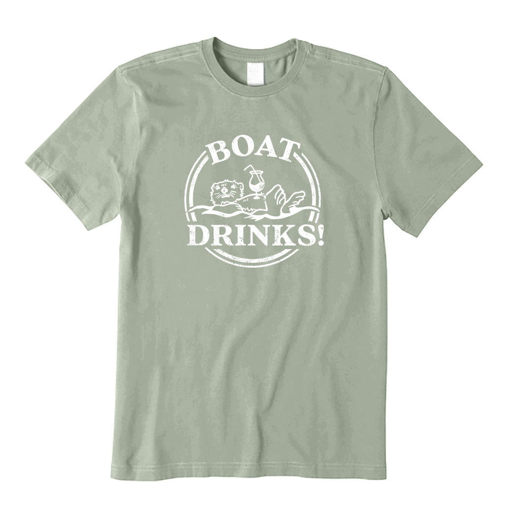 "Boat Drinks!" Cute & Funny Otter Drinking A Cocktail T-Shirt