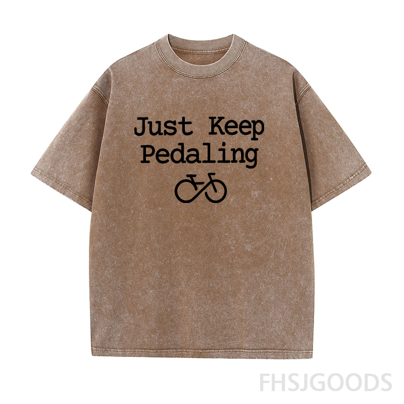 Just Keep Pedaling Cycling Unisex Distressed T-Shirt