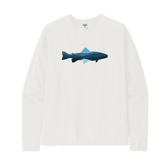 FISH LANDSCAPE MOUNTAIN AND LAKE Long Sleeve T-Shirt