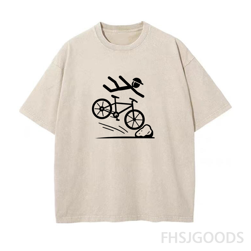 Mountain Bike Crash Cycling Unisex Distressed T-Shirt