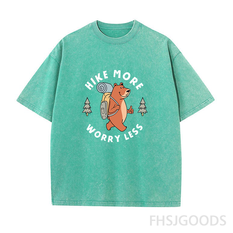 Bear Pine Tree Hiking Unisex Distressed T-Shirt
