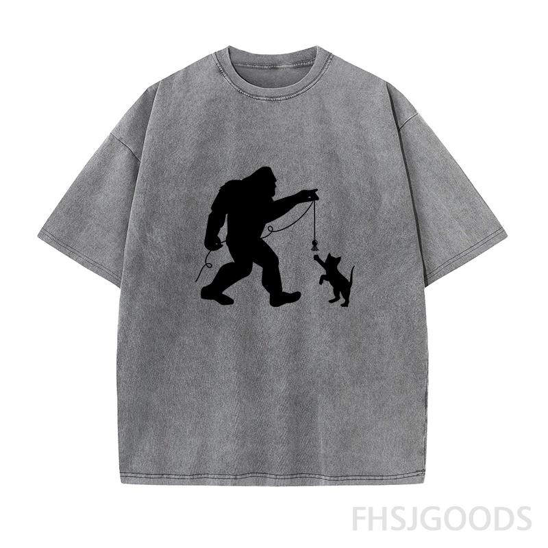 Bigfoot and Kitten Unisex Distressed T-Shirt