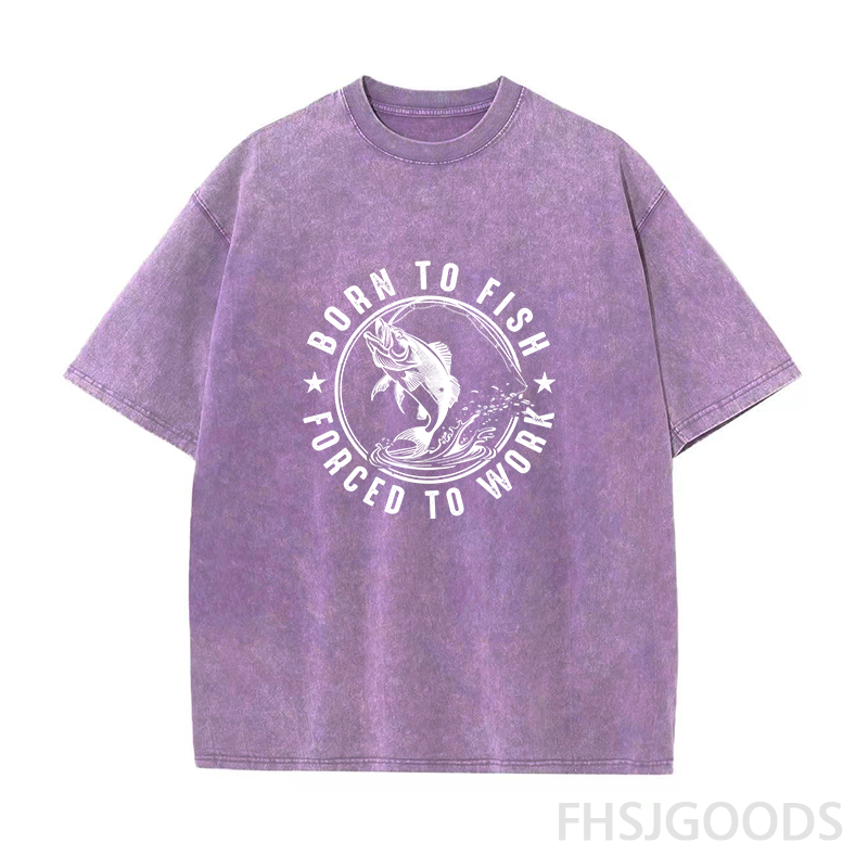 Born To Fish Forced To Work Unisex Distressed T-Shirt