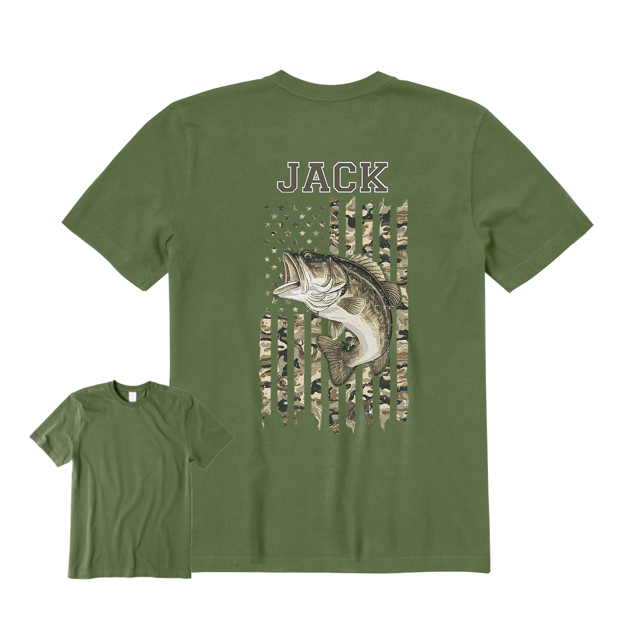 Bass Fish Flag Back Graphic T-Shirt