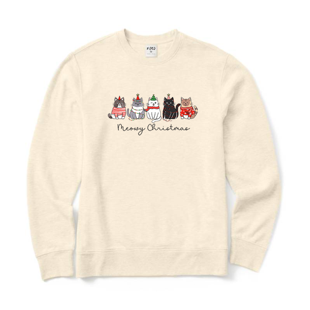 Meowy Christmas Cute Cats Graphic Crewneck Sweatshirt