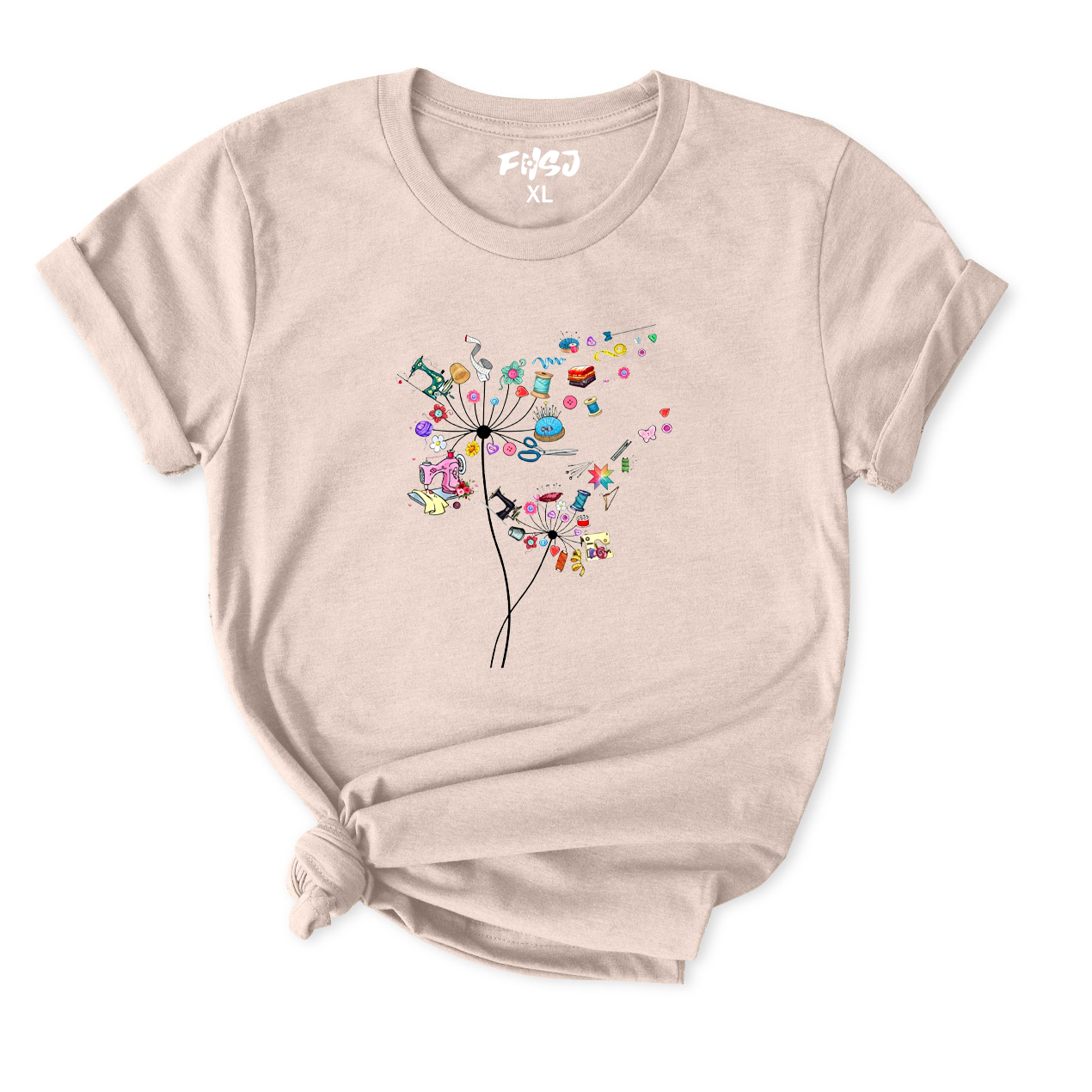 Cute Sewing Dandelion Flowers T-Shirt for Women