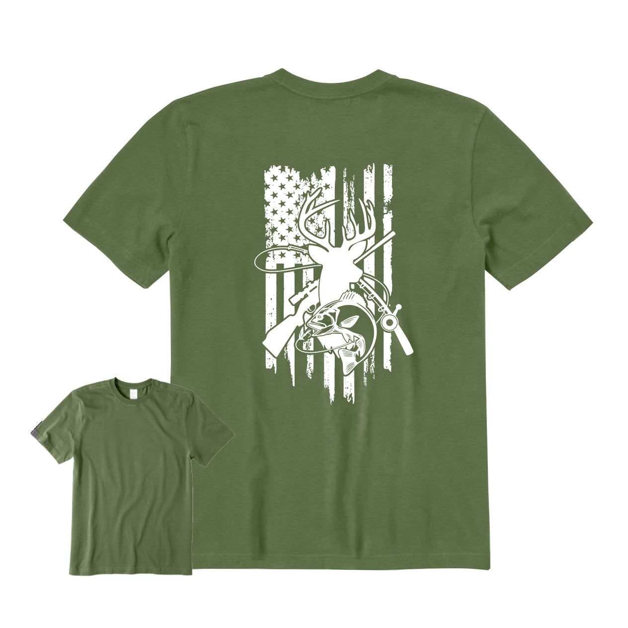 Hunting and American Flag Back Graphic T-Shirt