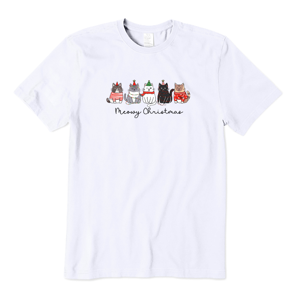 Meowy Christmas Cute Cats Graphic T-Shirt