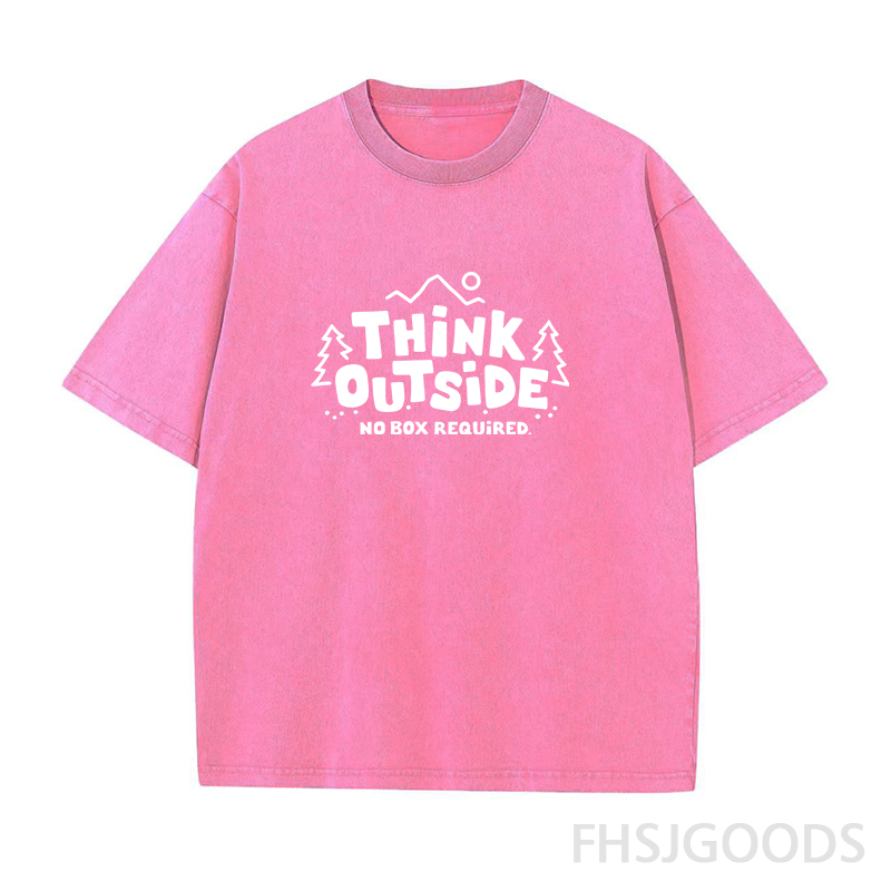 Think Outside No Box Required Hiking Unisex Distressed T-Shirt