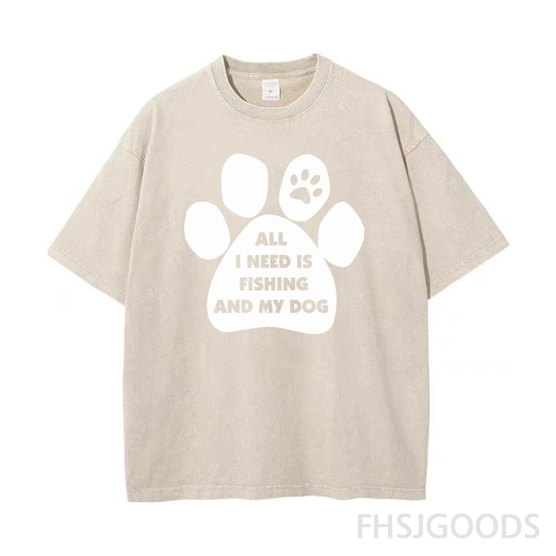 All I Need Is Fishing and My Dog Unisex Distressed T-Shirt