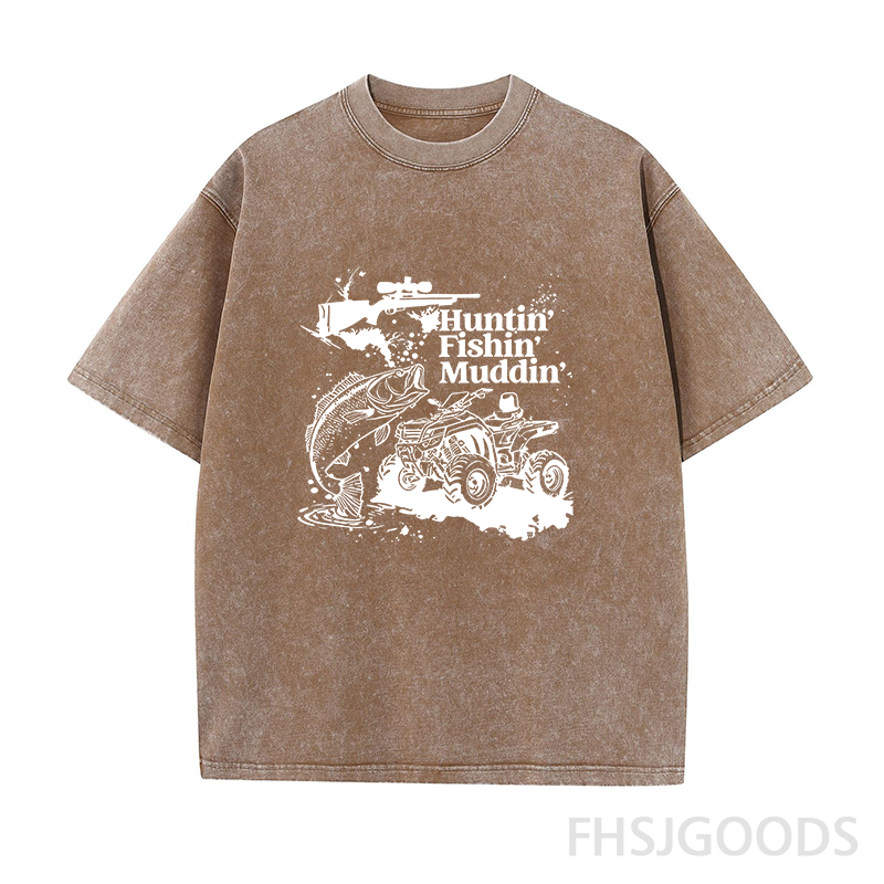 Huntin Fishin Muddin Unisex Distressed T-Shirt