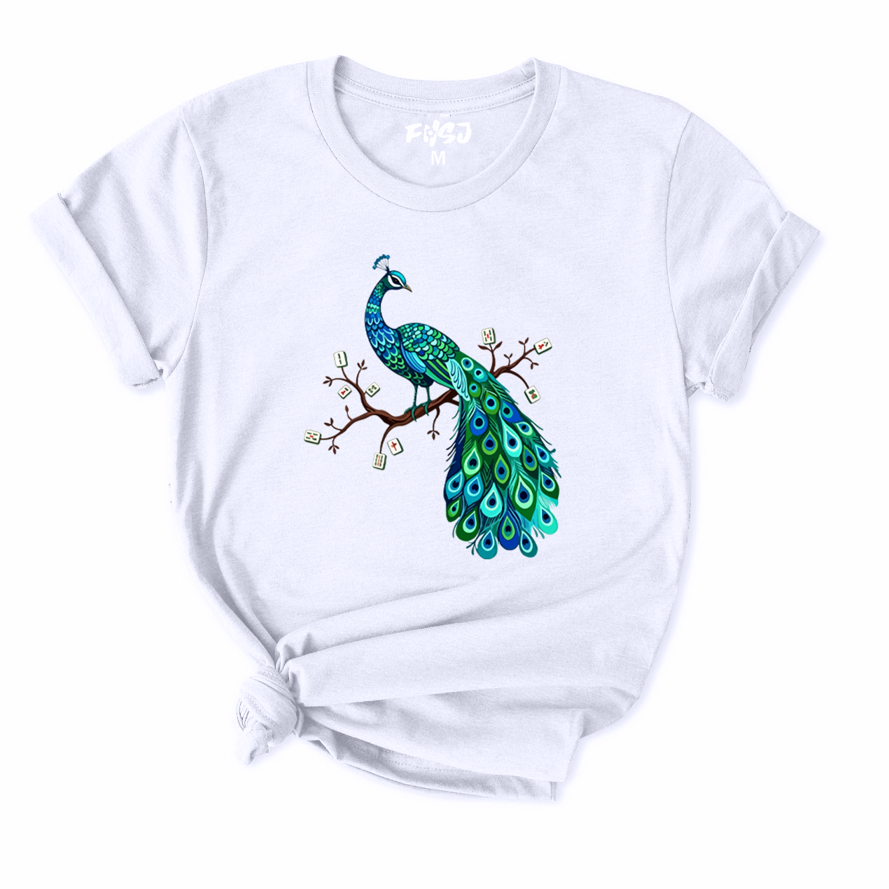 Mahjong Bird on Tile Branch T-Shirt for Women