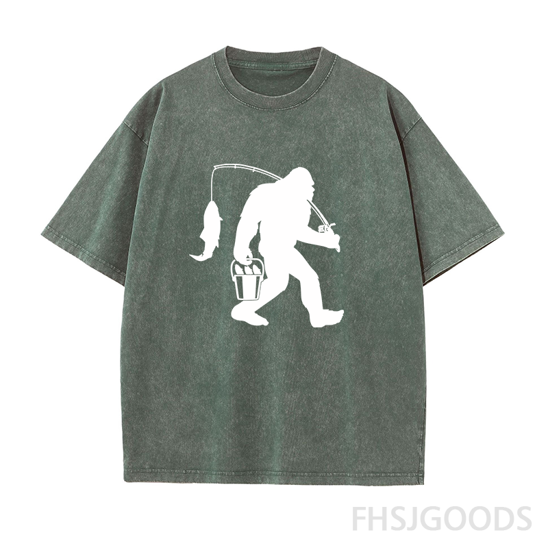 Bigfoot Fishing Unisex Distressed T-Shirt