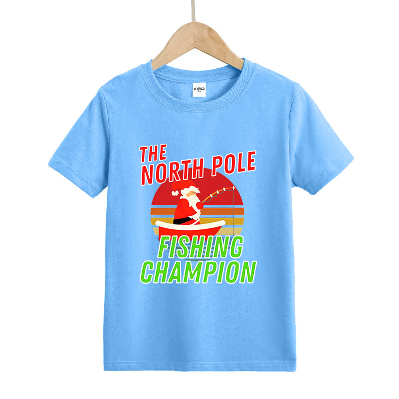 Santa Fishing Kid's T-Shirts