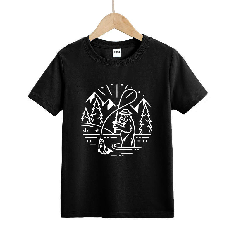 Bigfoot Fishing Kids T-Shirt