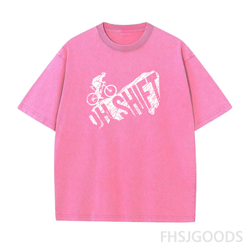 Oh Shift Mountain Biking Unisex Distressed T-Shirt