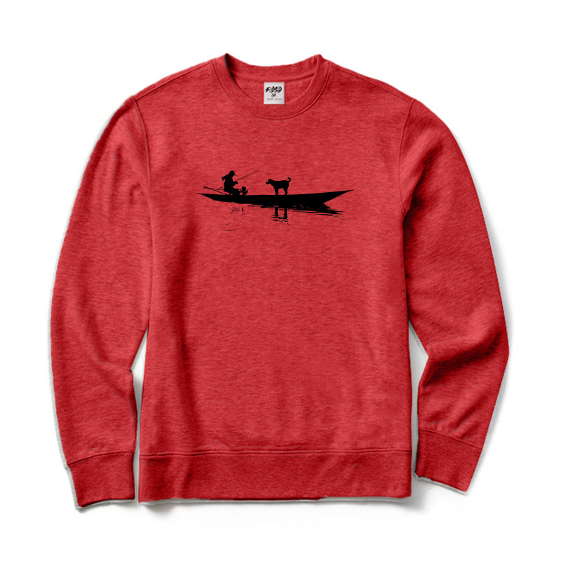 Go Fishing with My Pet Dog Crewneck Sweatshirt