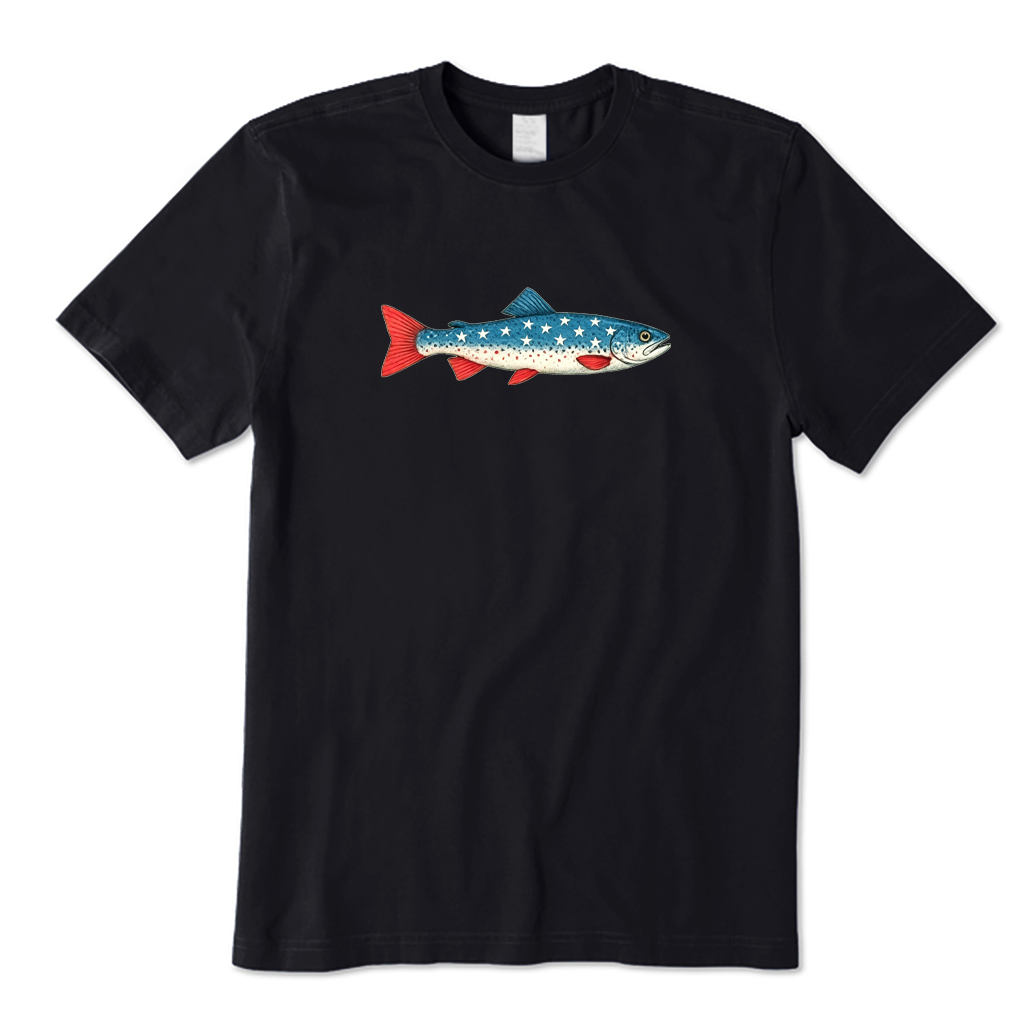4th of July American Flag Trout T-shirt