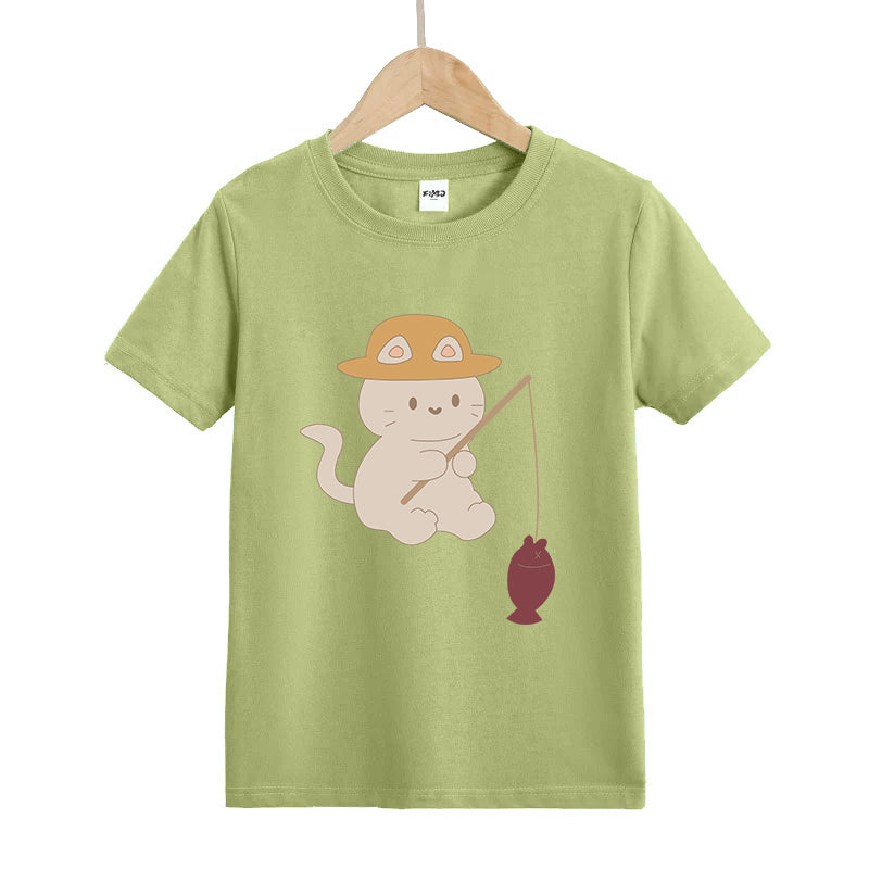 Cat Fishing Kid's T-Shirts