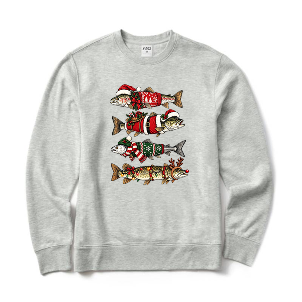 Christmas Trout Fishing Crewneck Sweatshirt