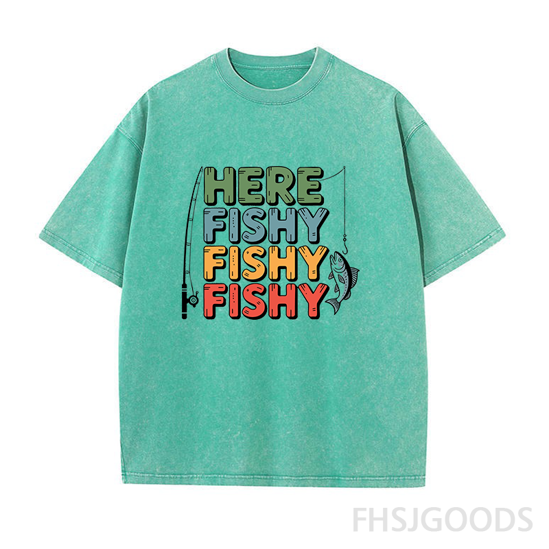 Here Fishy Fishy Fishy Unisex Distressed T-Shirt