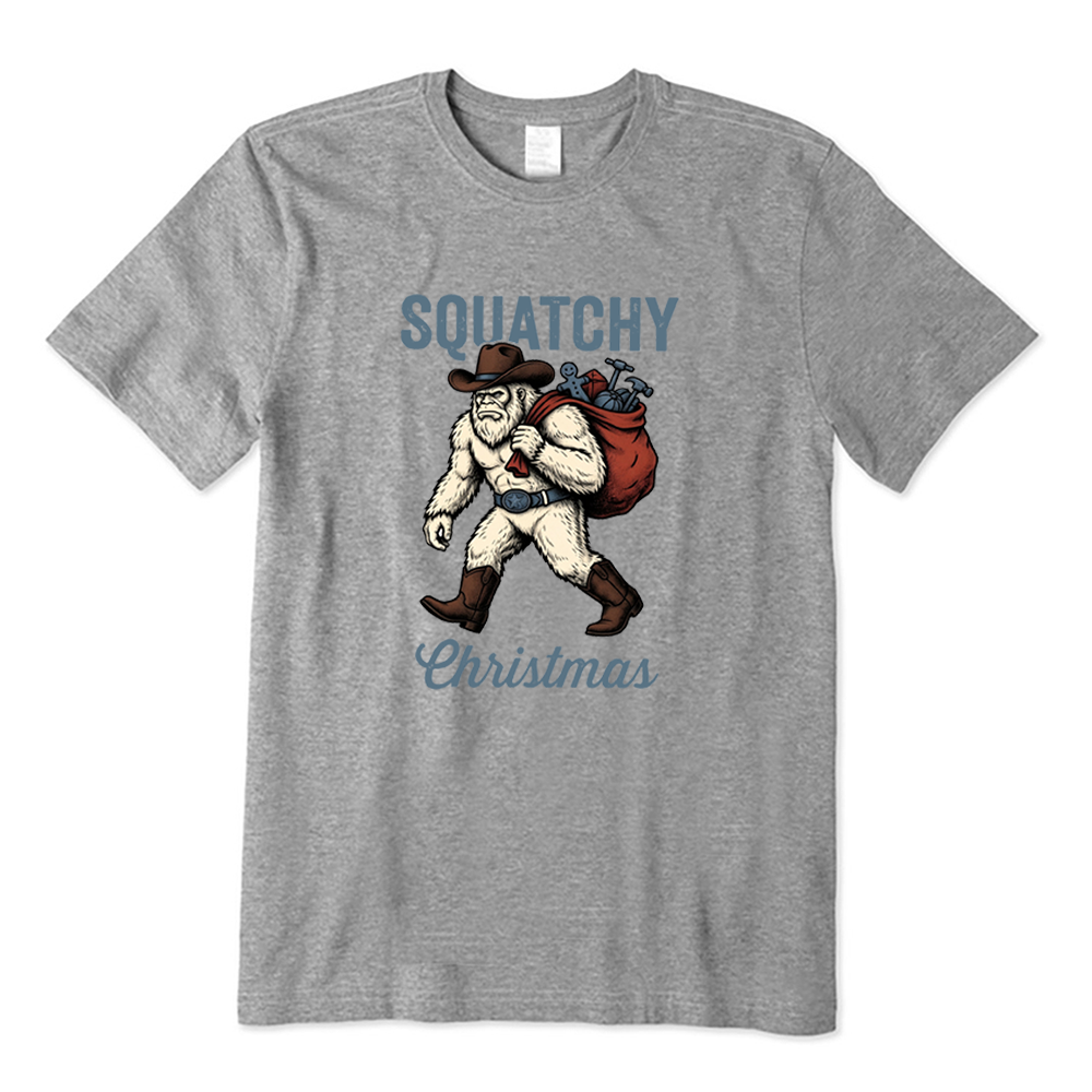 Squatchy Christmas Bigfoot Cowboy Christmas T-Shirt